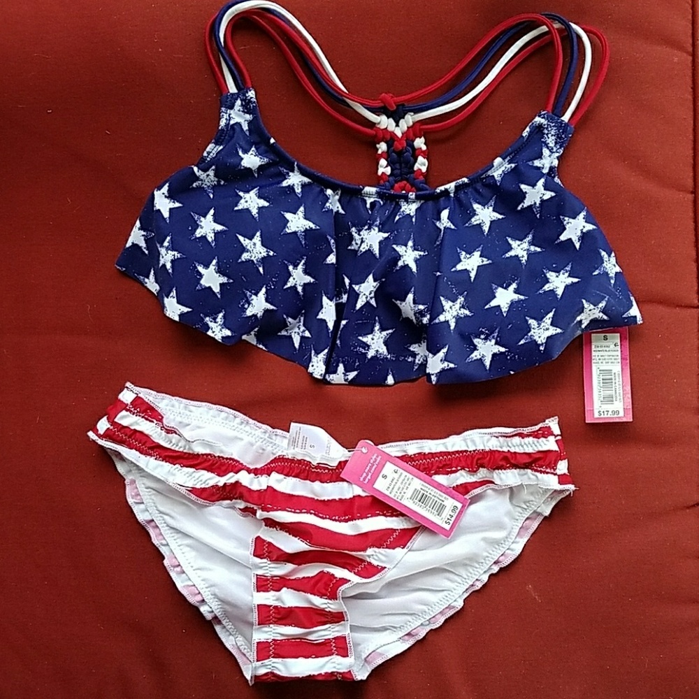 American flag red, white, & blue bikini